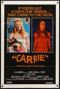 4z148 CARRIE 1sh '76 Stephen King, Sissy Spacek before and after her bloodbath at the prom!