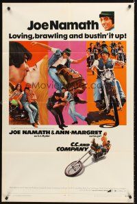 4z139 C.C. & COMPANY 1sh '70 great images of Joe Namath on motorcycle, biker gang!