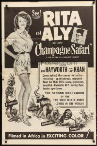 4z158 CHAMPAGNE SAFARI 1sh '54 sexy Rita Hayworth on her honeymoon!