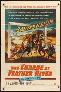 4z160 CHARGE AT FEATHER RIVER 1sh '53 great 3-D artwork of Guy Madison & Native Americans!