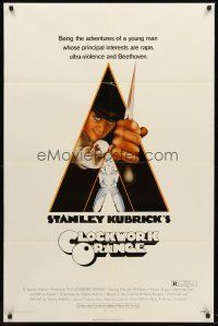 4z180 CLOCKWORK ORANGE R rated 1sh '72 Stanley Kubrick classic, Castle art of Malcolm McDowell!
