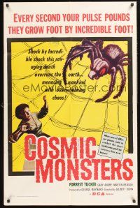 4z194 COSMIC MONSTERS 1sh '58 cool art of giant spider in web & terrified woman!
