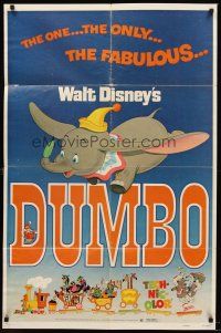 4z252 DUMBO 1sh R72 colorful art from Walt Disney circus elephant classic!