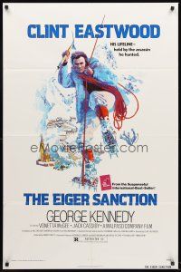 4z259 EIGER SANCTION 1sh '75 Clint Eastwood's lifeline was held by the assassin he hunted!