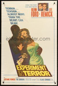 4z283 EXPERIMENT IN TERROR 1sh '62 Glenn Ford, Lee Remick, more tension than the heart can bear!