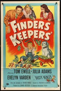 4z310 FINDERS KEEPERS 1sh '52 Tom Ewell, Julia Adams, Evelyn Varden, wacky image of rich boy!