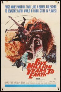 4z316 FIVE MILLION YEARS TO EARTH 1sh '67 cities in flames, world panic spreads, art by Gerald Allison!
