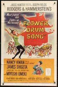 4z323 FLOWER DRUM SONG 1sh '62 great Kingman art of Nancy Kwan, Rodgers & Hammerstein!