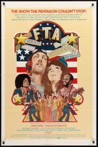 4z285 F.T.A. 1sh '72 Jane Fonda, Donald Sutherland, cool Meisel artwork!