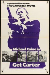 4z352 GET CARTER style A int'l 1sh '71 cool image of Michael Caine holding shotgun!