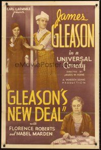 4z361 GLEASON'S NEW DEAL 1sh '33 cool image of James Gleason, Florence Roberts!