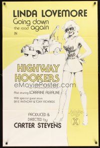 4z422 HIGHWAY HOOKERS 1sh '76 Linda Lovemore is going down the road again, sex!