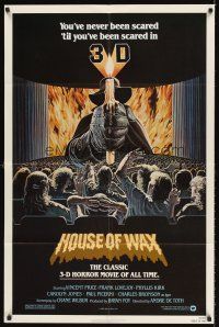 4z441 HOUSE OF WAX 1sh R81 Vincent Price, really cool Larry Salk 3-D horror artwork!