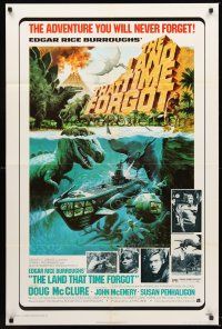 4z498 LAND THAT TIME FORGOT 1sh '75 Edgar Rice Burroughs, Akimoto dinosaur art!