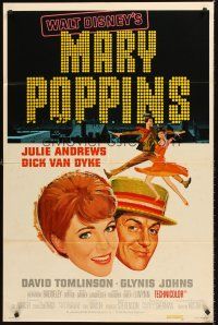4z555 MARY POPPINS style A 1sh R73 Disney classic, Dick Van Dyke with Julie Andrews!