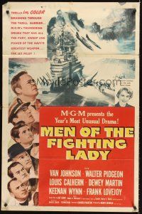 4z562 MEN OF THE FIGHTING LADY 1sh '54 Van Johnson, James A. Michener's forgotten heroes of Korea!