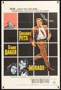 4z573 MIRAGE 1sh '65 is the key to Gregory Peck's secret in his mind, or in Diane Baker's arms?