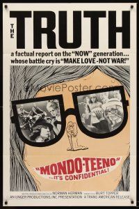 4z579 MONDO TEENO 1sh '67 truth about the NOW generation, make love-not war, Teenage Rebellion!