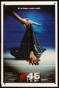 4z588 MS. .45 1sh '82 Abel Ferrara cult classic, cool different bloody hand & bodybag image!