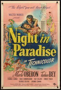 4z614 NIGHT IN PARADISE 1sh '45 Merle Oberon, Turhan Bey, the night you will never forget!