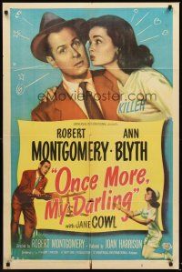 4z629 ONCE MORE MY DARLING 1sh '49 romantic image of Robert Montgomery & sexy Ann Blyth!