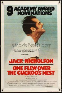 4z630 ONE FLEW OVER THE CUCKOO'S NEST int'l 1sh '75 different image of Jack Nicholson, Milos Forman