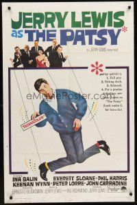 4z649 PATSY 1sh '64 wacky image of Jerry Lewis star & director hanging from strings like a puppet!