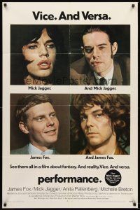 4z651 PERFORMANCE 1sh '70 directed by Nicolas Roeg, Mick Jagger & James Fox trading roles!