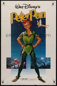 4z652 PETER PAN 1sh R82 Walt Disney animated cartoon fantasy classic, great full-length art!