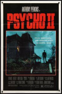 4z670 PSYCHO II 1sh '83 Anthony Perkins as Norman Bates, cool creepy image of classic house!