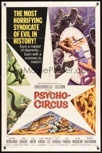 4z671 PSYCHO-CIRCUS 1sh '67 most horrifying syndicate of evil, cool art of sexy girl terrorized!