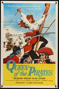 4z677 QUEEN OF THE PIRATES 1sh '61 sexy Italian temptress Gianna Maria Canale as swashbuckler!