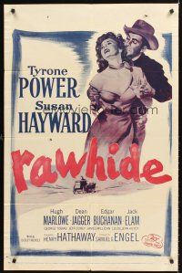 4z683 RAWHIDE 1sh R56 Tyrone Power & pretty Susan Hayward in western action!