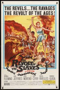 4z696 REVOLT OF THE SLAVES 1sh '61 artwork of sexy Rhonda Fleming with whip!