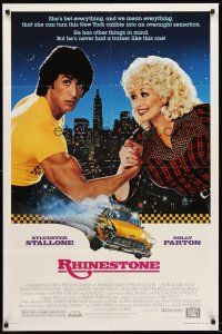 4z697 RHINESTONE 1sh '84 Sylvester Stallone arm wrestles Dolly Parton, Alvin art of taxi cab!
