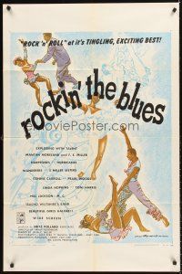4z706 ROCKIN' THE BLUES 1sh '56 Hal Jackson, Mantan Moreland, Connie Caroll, rock 'n' roll!