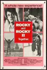 4z707 ROCKY/ROCKY II 1sh '80 Sylvester Stallone boxing classic double-bill, great images!