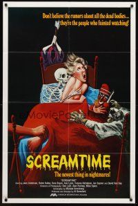 4z735 SCREAMTIME int'l 1sh '83 wacky art of sexy girl in peril, newest thing in nightmares!