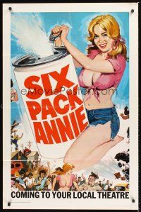 4z771 SIX PACK ANNIE teaser 1sh '75 too young to care, too fast to catch, and she's legal now!