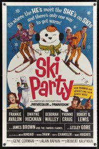 4z773 SKI PARTY 1sh '65 Frankie Avalon, Dwayne Hickman, where the he's meet the she's on skis!