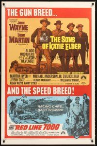 4z794 SONS OF KATIE ELDER/RED LINE 7000 1sh '68 John Wayne, gun breed... and speed breed!