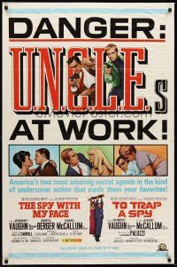 4z801 SPY WITH MY FACE/TO TRAP A SPY 1sh '66 Robert Vaughn is The Man from U.N.C.L.E.!