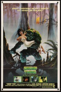 4z827 SWAMP THING 1sh '82 Wes Craven, Richard Hescox art of him holding sexy Adrienne Barbeau!