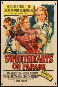 4z830 SWEETHEARTS ON PARADE 1sh '53 Ray Middleton, Lucille Norman, small town romance!