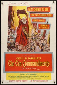4z851 TEN COMMANDMENTS 1sh '60 Cecil B. DeMille classic starring Charlton Heston & Yul Brynner!