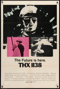 4z881 THX 1138 1sh '71 first George Lucas, Robert Duvall, bleak futuristic fantasy sci-fi!