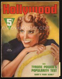 5b125 HOLLYWOOD magazine April 1938 portrait of beautiful smiling Jeanette MacDonald!