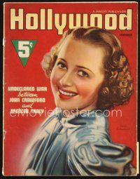 5b123 HOLLYWOOD magazine February 1938 portrait of pretty smiling Olivia De Havilland!