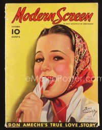 5b133 MODERN SCREEN magazine September 1937 great art of Olivia De Havilland by Earl Christy!