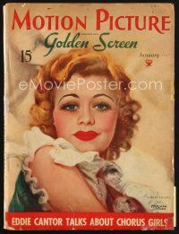 5b138 MOTION PICTURE magazine January 1935 artwork of pretty Ginger Rogers by Marland Stone!
